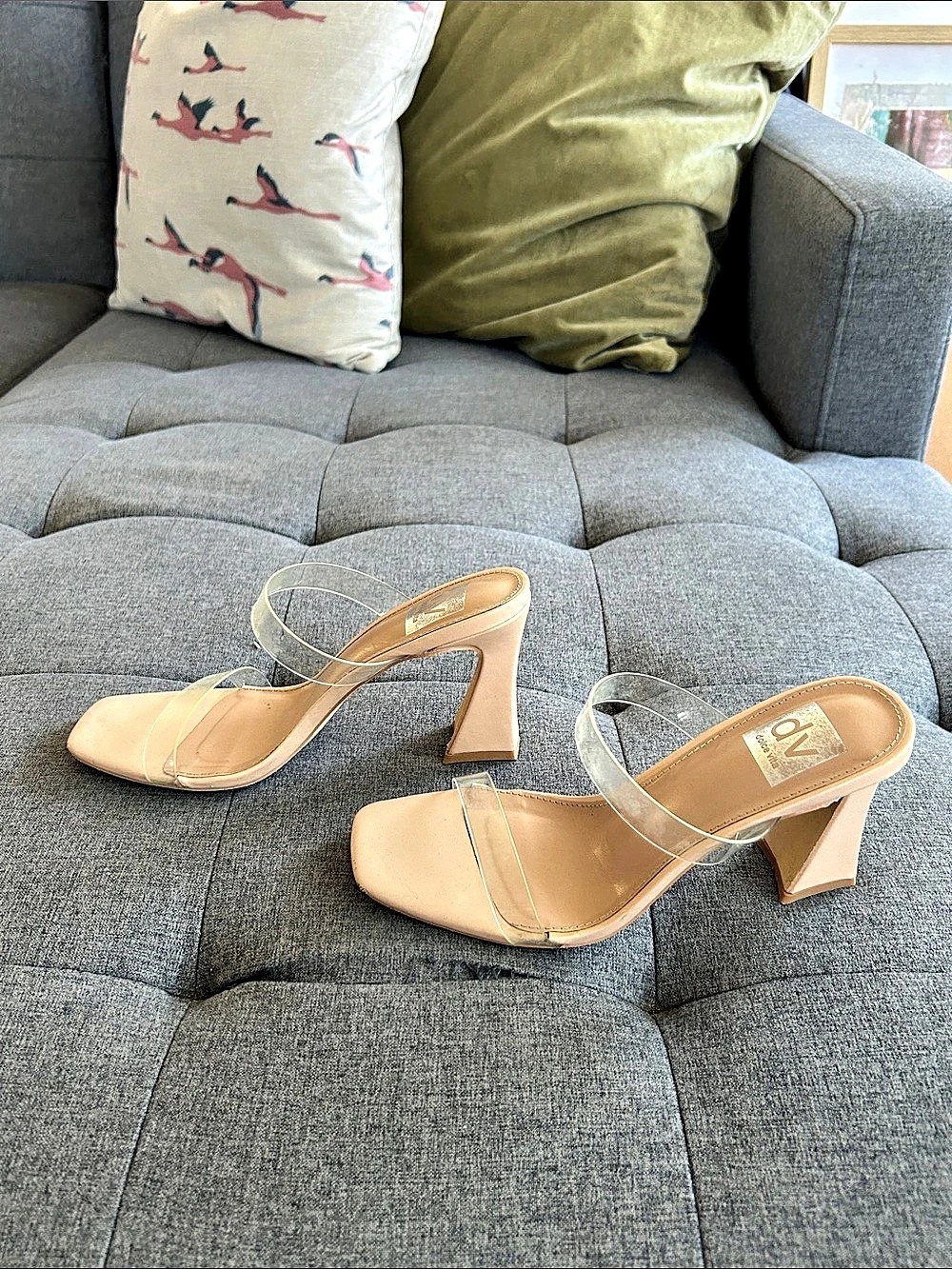 Dolce Vita Clear Strap Heels in Beige